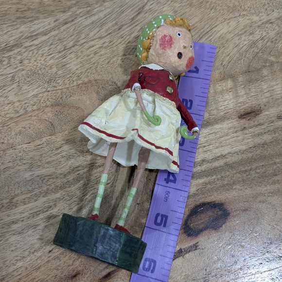 LORI C MITCHELL Vintage Girl Figurine with Red Dress and Green Hat - Picture 10 of 10
